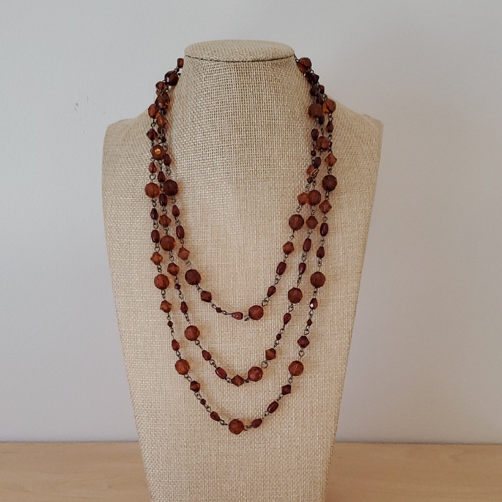 Brown/Burnt Orange Beaded Necklace